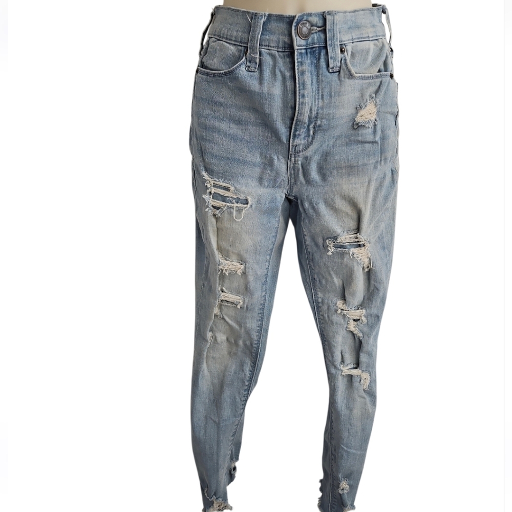 Mudd High Rise Distressed Blue Jeans Size 0 Patchwork